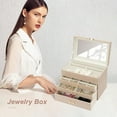 thumbnail image 6 of Jewelry Organize with 3 Drawer,Jewelry Holder Organize with Mirror,4-Layer Jewelry Box for Women Girls，Leather Jewelry Storage Box. (Apricot, 6 of 17
