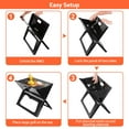 thumbnail image 4 of Portable Charcoal Grill - Mini BBQ Grill - Small Table Top Charcoal Grill for Camping, Outdoor Cooking - Foldable Camping Grill for Picnics, Tailgating and Backyard Grilling, 4 of 18