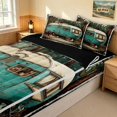 thumbnail image 3 of Erosebridal Rustic Teal Camper Zipper Twin Comforter Sets with Fitted Sheet and 2 Pillowcases, Happy Camping Zipper Bedding Set, Black Reversible, 3 of 7