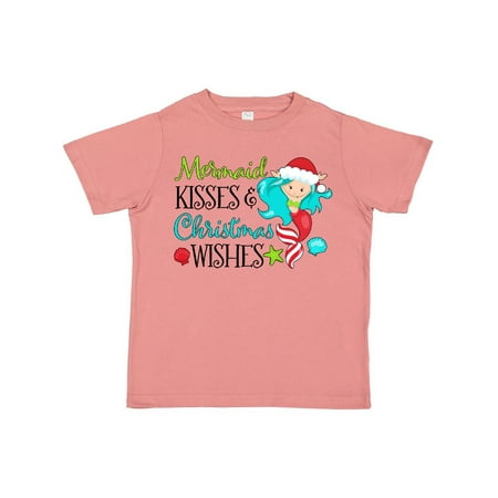 

Inktastic Mermaid Kisses and Christmas Wishes with Seashells Gift Toddler Boy or Toddler Girl T-Shirt