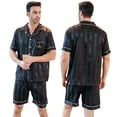 thumbnail image 5 of Aisomnus   Men's Silk Pajama Set | Silky Satin | Short Sleeve Top and Shorts | Button Pajama Set, 5 of 8