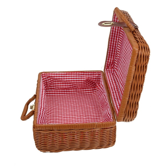 CRILSTYLEO 1Ud Caja De Almacenamiento Estilo Vintage De Ratán Sintético Con Tejido Apretado Y