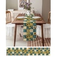 thumbnail image 6 of Spring Yellow Floral Burlap Cotton Table Runner 18x72 Inches Long, Butterfly Teal Plaid Vintage Country Farmhouse Table Runners, Outdoor Dining Tablecloths Decor for Baby Shower/Party/Wedding, 6 of 6