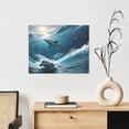 thumbnail image 6 of Xecao Ice Blue Ocean Cute Dolphin A for Waterproof Framed Canvas Art - Modern Home Decor with Real Wood Frame for Gifting and Interior Design,Horizontal, 6 of 6