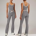 thumbnail image 2 of Sahpxhe 2 Piece Workout Sets for Women Scoop Neck Crop Tank Top High Waisted Flare Leggings for Yoga Gym Gray XXL, 2 of 7