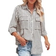 thumbnail image 2 of XuJwPNcy Long Sleeve Shirts for Women Collared V Neck Button down Striped Printed Blouse Tees Casual Baggy Fall Clothes, 2 of 5