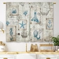 thumbnail image 5 of Vintage Nautical Coastal Kitchen Curtains Sailboat Compass Small Short Cafe Window Curtains Ocean Beach Seashell Starfish Bathroom Drapes Treatment Tier Curtains 2 Panels (27.5x36 Inch), 5 of 6