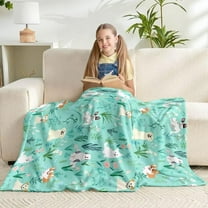 Floral Dog Throw Blanket for Girls Boys Toddler Soft Fuzzy Flannel Animal Bed Blanket for Kids Adults Teens Plush Cute Christmas Birthday Gifts,50"x60"