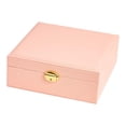 thumbnail image 1 of Caja de almacenamiento de joyas con múltiples compartimentos grandes para anillos, pendientes y adornos. Rosa B, 1 of 8