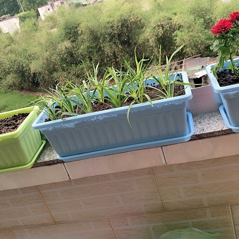 4 Packs 17 Inches Flower Window Box Plastic Vegetable for Windowsill, Patio, Garden, Home Decor, Porch