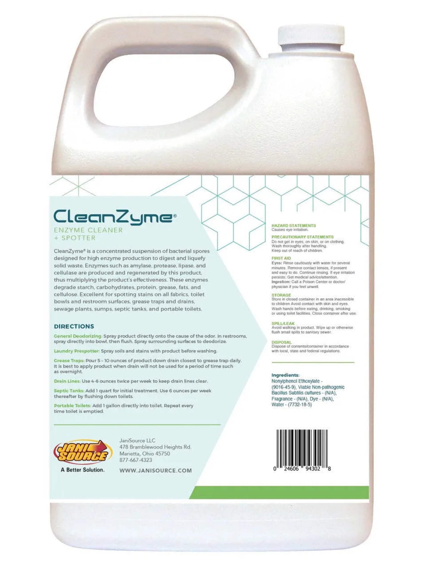 CleanZyme - Liquid Enzyme Cleaner, Spotter & Odor Remover, 1 Gallon