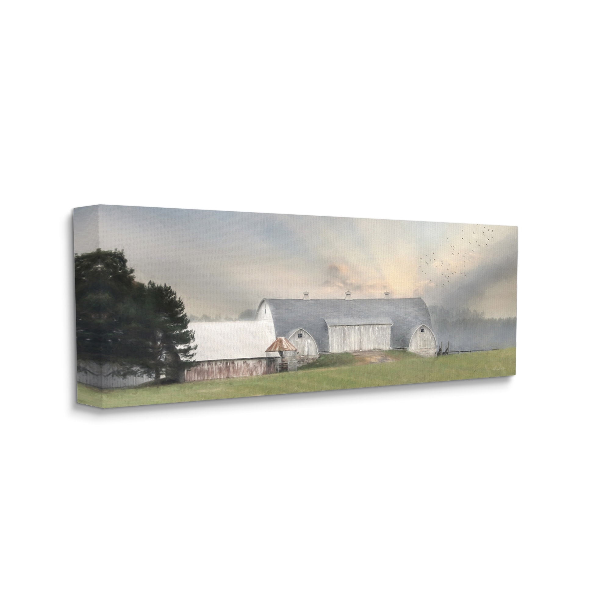 Stupell Industries Sunlit Barn Birds Flying Rural Countryside Pasture Graphic Art Gallery Wrapped Canvas Print Wall Art, Design by Lori Deiter