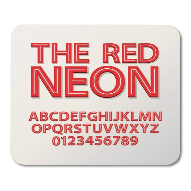 SIDONKU Alphabet Bold Abstract Red Neon and Numbers 10 Typo Mousepad