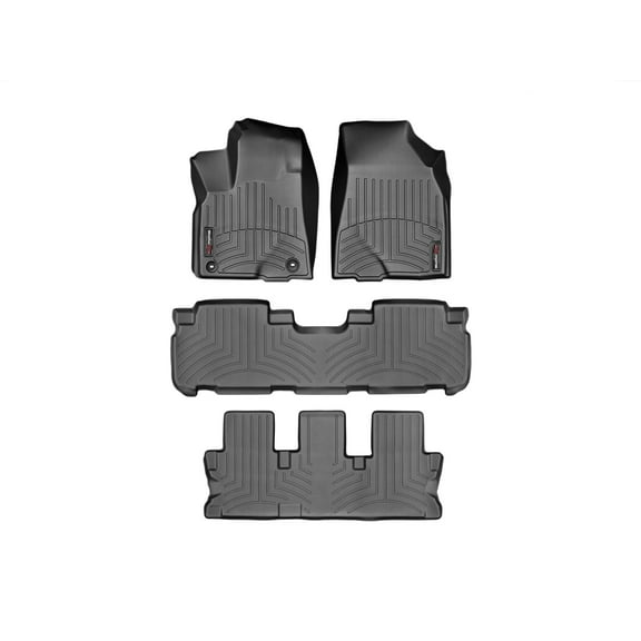 WeatherTech Custom Fit FloorLiners compatible with 2014-2019 Toyota Highlander - Complete Set (1st, 2nd, & 3rd Row), Black