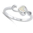 thumbnail image 4 of CHOOSE YOUR COLOR White Simulated Opal Heart Treble Clef Music Ring .925 Sterling Silver Band CZ Female Size 8, 4 of 4