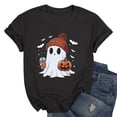 thumbnail image 2 of Women Short Sleeve T Shirts Casual Halloween Print Crew Neck Tee Tops, 2 of 4