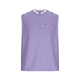thumbnail image 5 of Jinhomg Men's Waffle T-Shirt Half Zip Sleeveless Tank Tops Color Block Traditional Vintage Shirts Outdoor Fashion Faux Two-Piece Tanks with Zipper Pocket Purple,XL, 5 of 7