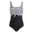 thumbnail image 4 of GEWSEY Women's One Piece Swimsuit Tummy Control Bathing Suit Cutout Tie Knot Swimwear (Dark Gray, S), 4 of 9