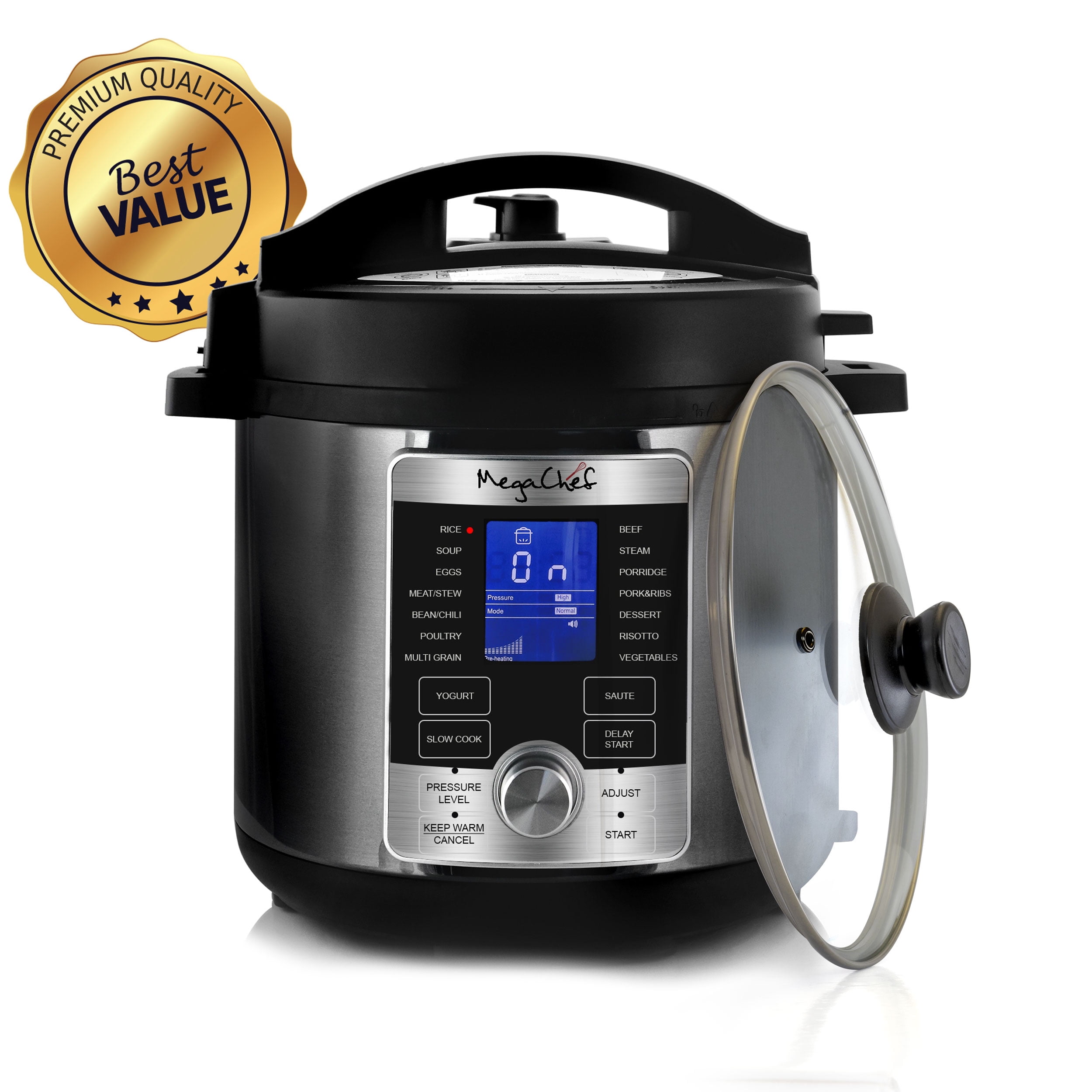 Megachef 6 Quart Stainless Steel Electric Digital Pressure Cooker with