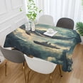 thumbnail image 2 of Yayeee Tablecloths 54" x 54" Rectangle Wrinkle Resistant Party Table Cover, Beige Floating Whale, 2 of 8