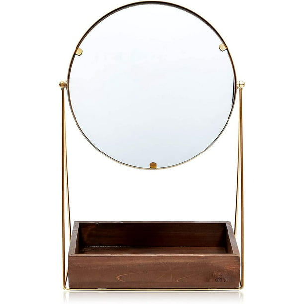 Tabletop Storage Tray For Makeup Gold, Vintage Vanity Mirror On Stand
