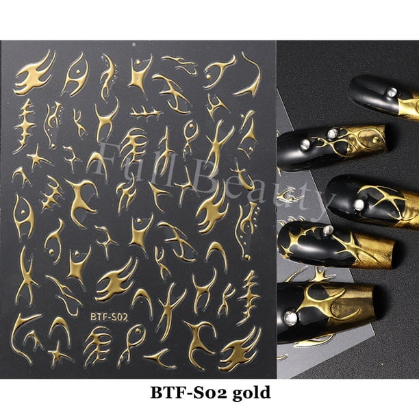 3D ojos malvados pegatinas de uñas serpiente Luna estrella zodiaco deslizadores para uñas diseño de bruja verano neón decoración llama calcomanías manicura GLCS157 Tan Jianjun unisex