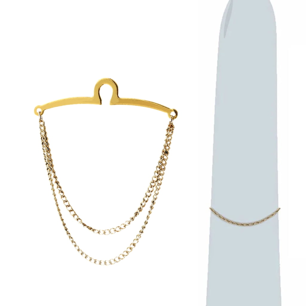 Apooke Mens Tie Chain Shirt Tie Clip Double Chains Tassels Necktie