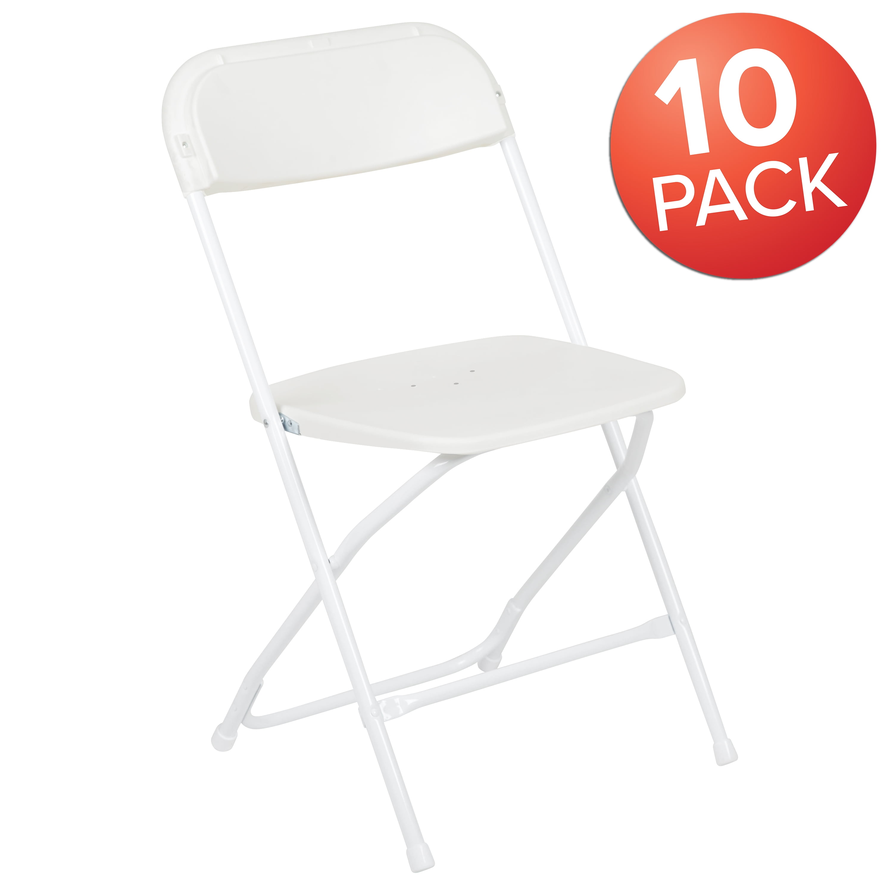 10 Pack 650 lb. Capacity Premium White Plastic Folding Chair Walmart