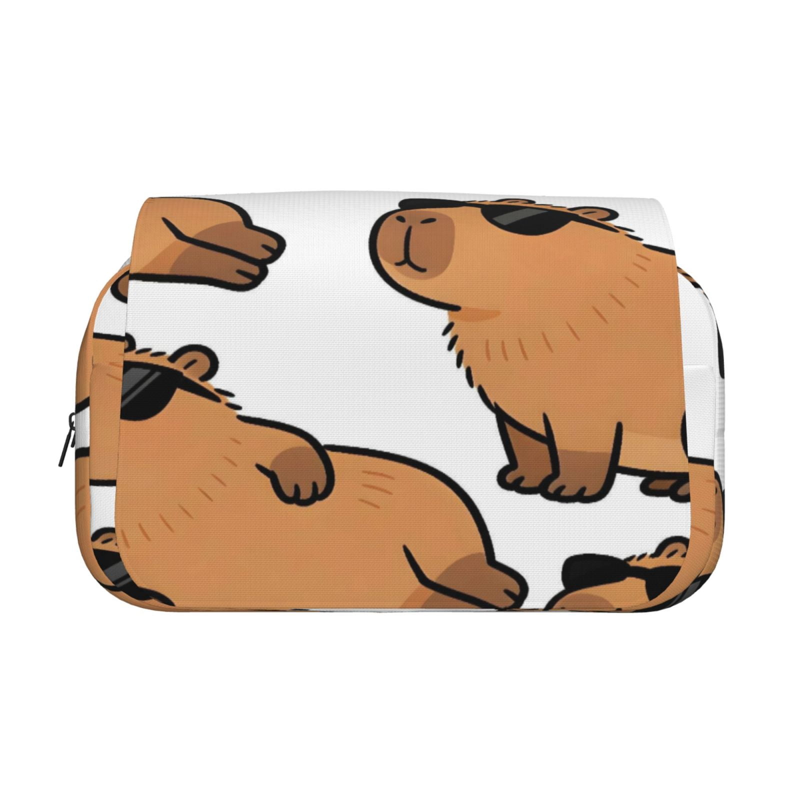 Large-Capacity Flip-Top Double-Layer Pencil Case, Multi-Functional Pocket Pen Case, Durable Stationery Organizer Cartoon Capybara (5)