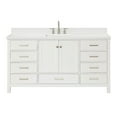 thumbnail image 2 of ARIEL 67" White Single Bathroom Vanity with 1.5" Edge Pure White Quartz Countertop & Splash, 1 Rectangular Sink, 2 Soft Closing Doors, 9 Full Extension Dovetail Drawers, Brushed Nickel, 2 of 8
