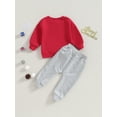 thumbnail image 4 of My First New Years Baby Boy Outfit Baby Boy Valentines Day Outfit Letter Print Long Sleeve Sweatshirt T-shirt and Elastic Casual Pants Suit, 4 of 9