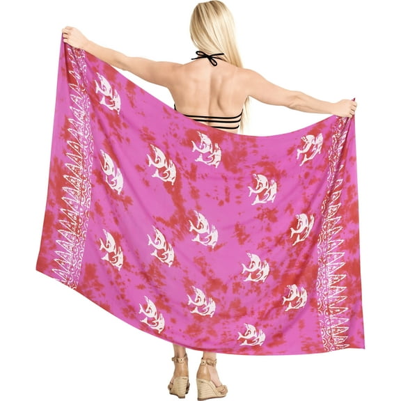 HAPPY BAY Women's Beach Wrap Bikini Swimwear Cover up Skirt Bathing suit Summer Wraps Sarong Swimsuits for Women One Size Red, Fish