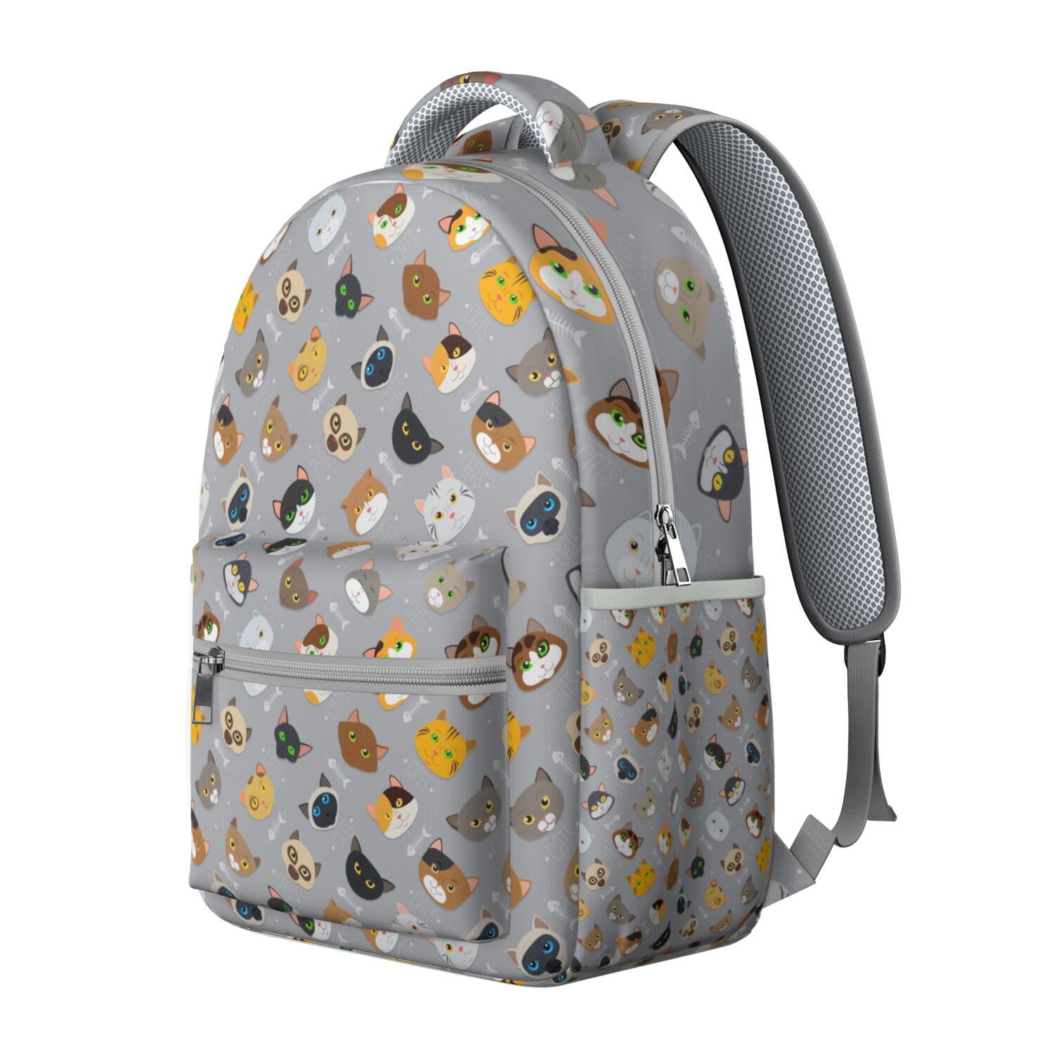 Geometric Cat Pattern School Backpack - Waterproof & Lightweight, Stylish Design for agers