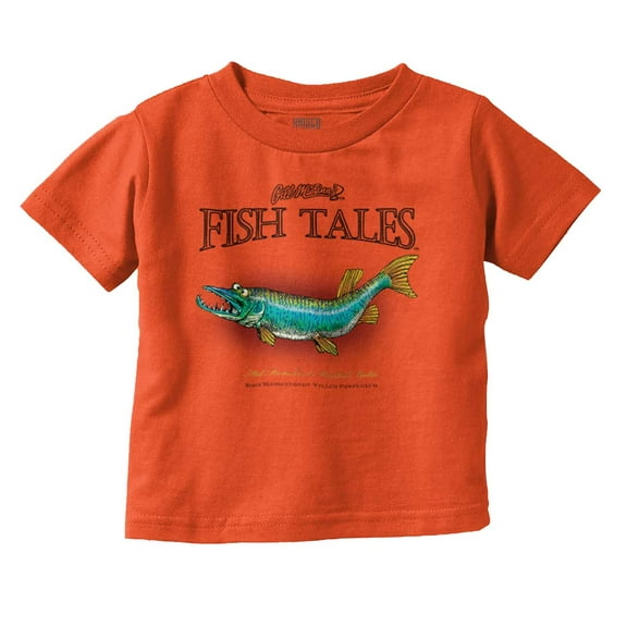 McFinns Funny Mustache Muskie Fish Toddler Boy Girl T Shirt Infant Toddler Brisco Brands 12M