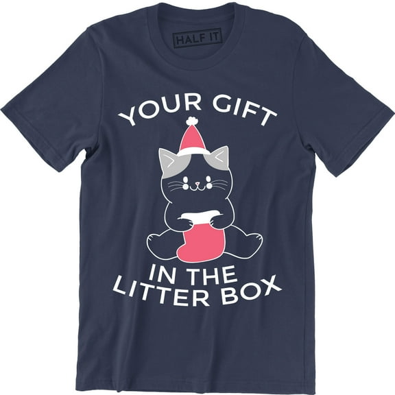 Your Gift In The Litter Box Little Cute Funny Cat Christmas Men T-Shirt
