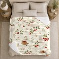 thumbnail image 5 of Cherry Blossom Basket Harvest Farmhouse bedroom Room, Rustic Botanical Portrait, Warm Flannel Blanket for Ranch House and Living Room, Animal Lovers Thanksgiving Gift, Rustic Home Decor, 5 of 9