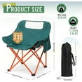 thumbnail image 2 of 2 Pack Compact Camping Chairs Portable Folding for Outside with Carry Bag Lightweight Moon Chairs for Travel Picnic Hiking Beach Fishing, 600D Oxford, Supports 330lbs(Green, Black), 2 of 7