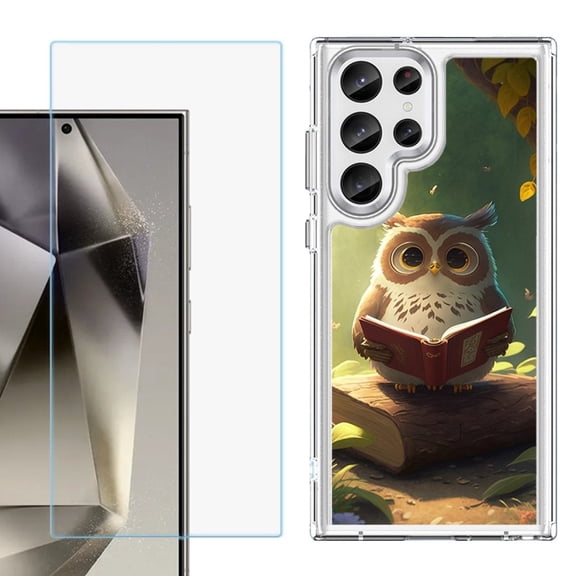 Phone Case for Samsung Galaxy S26 Ultra, with Screen Protector, by OneToughShield - Owl Reading