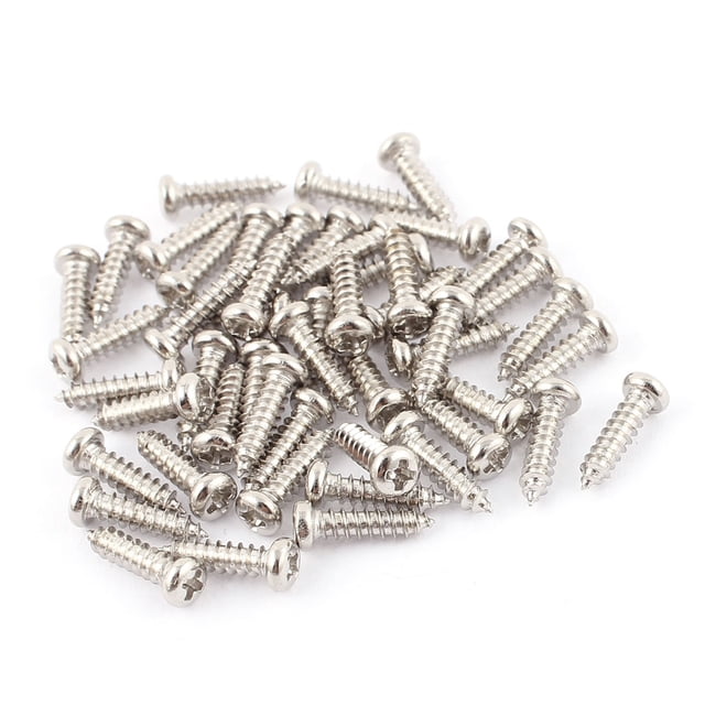 50 Pcs Tornillos de Cabeza Redonda Phillips de Acero Inoxidable M2.6x10mm con Autoperforación