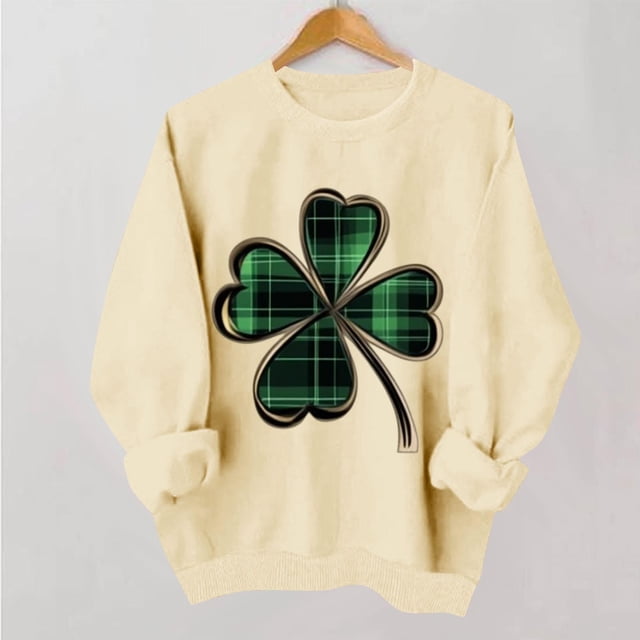 TaTaai Women Casual No Hood St Patrick's Day Printed Sweatshirt Crew Neck Long Sleeve Top Ladies Daily Commute Festival Wear Soft Warm Comfortable Stylish Pullover Top Gift