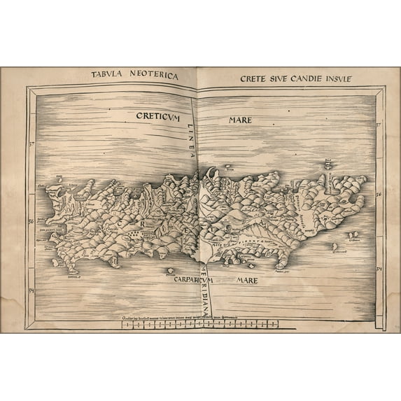 24"x36" Gallery Poster, map of crete 1513