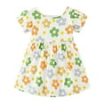 thumbnail image 1 of felwors Robe d'Été pour Filles, Encolure Carrée, Manches Courtes, Taille Croisée, Robe Trapèze Courte Décontractée, 1 of 5