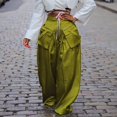 thumbnail image 4 of Pantalones casuales de moda de primavera y verano para mujer, pantalones anchos con bolsillos tridimensionales desmontables, 4 of 6