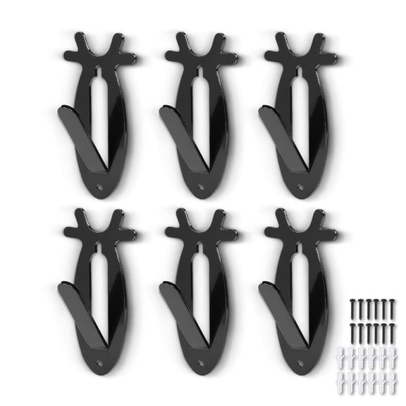 6 PCS European Skull Wall Mount Bracket Hangers Fit for Hanging Mounting Deer Antelope Antler Style Black