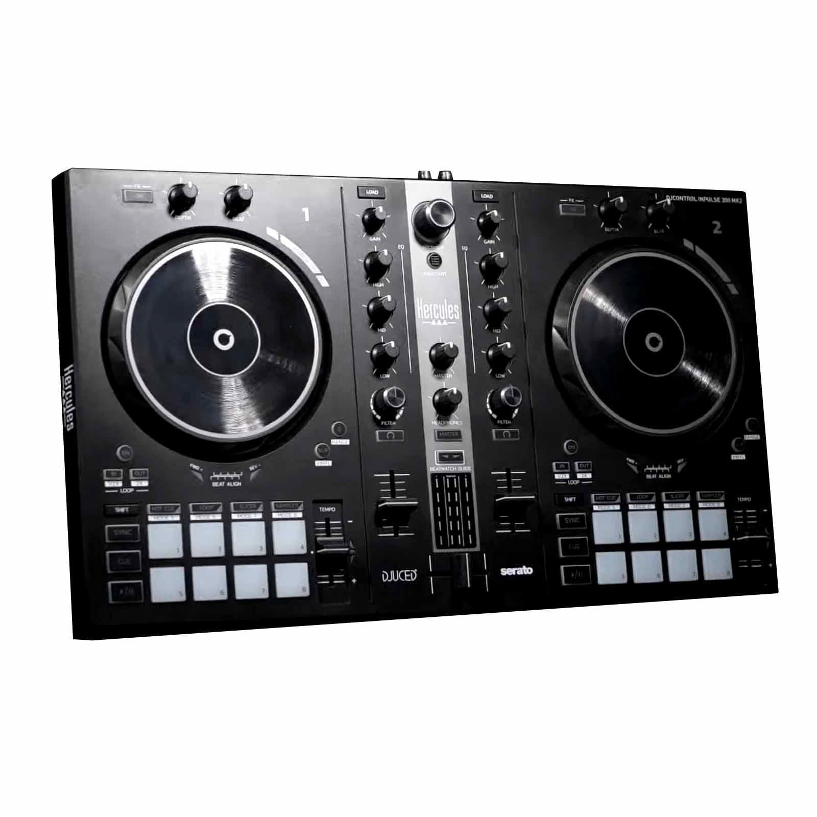 Hercules DJControl Inpulse 300 MK2 DJ Controller with (2) Gemini AS-2115BT Speakers Package