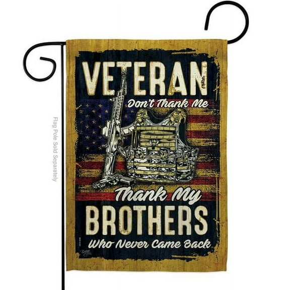 Breeze Decor G158640-BO 13 x 18.5 in. Veteran Brothers Garden Flag with Armed Forces Veterans Double-Sided Decorative Vertical Flags House Decoration Banner Yard Gift