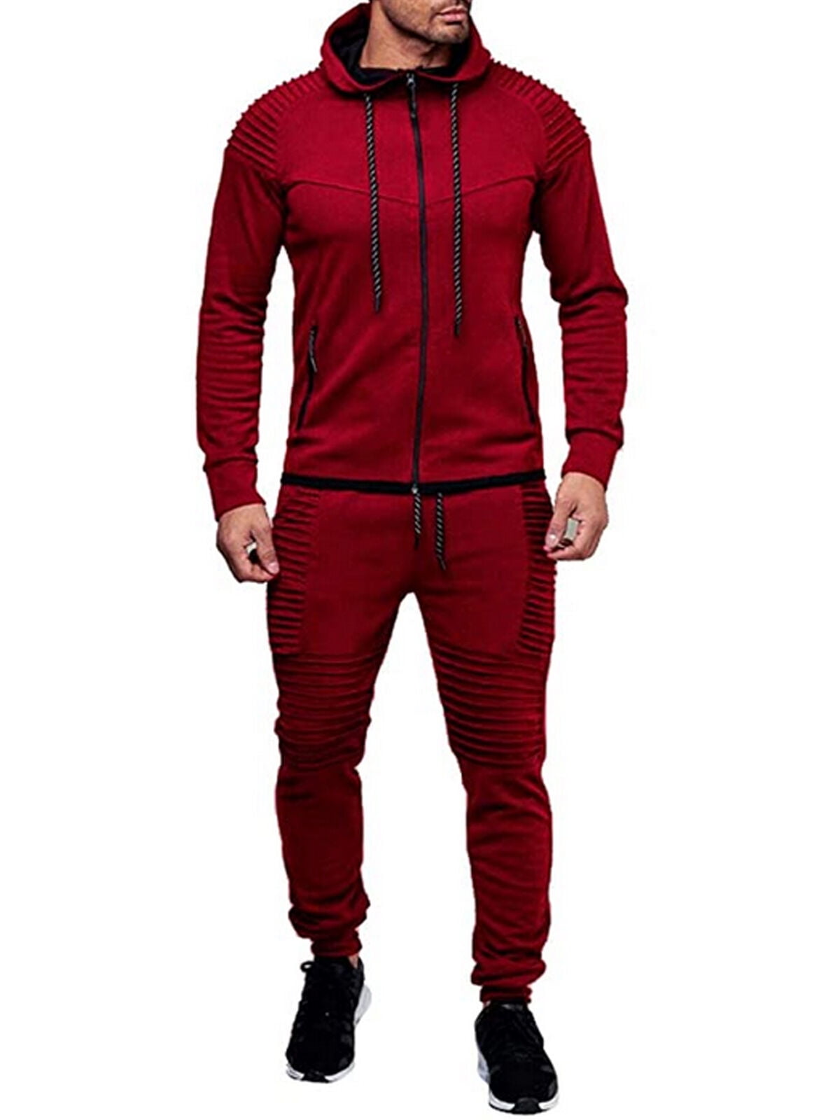 Men Tracksuit Jogging Coat Top Bottom Sport Sweat Suit Hoodie Trousers ...