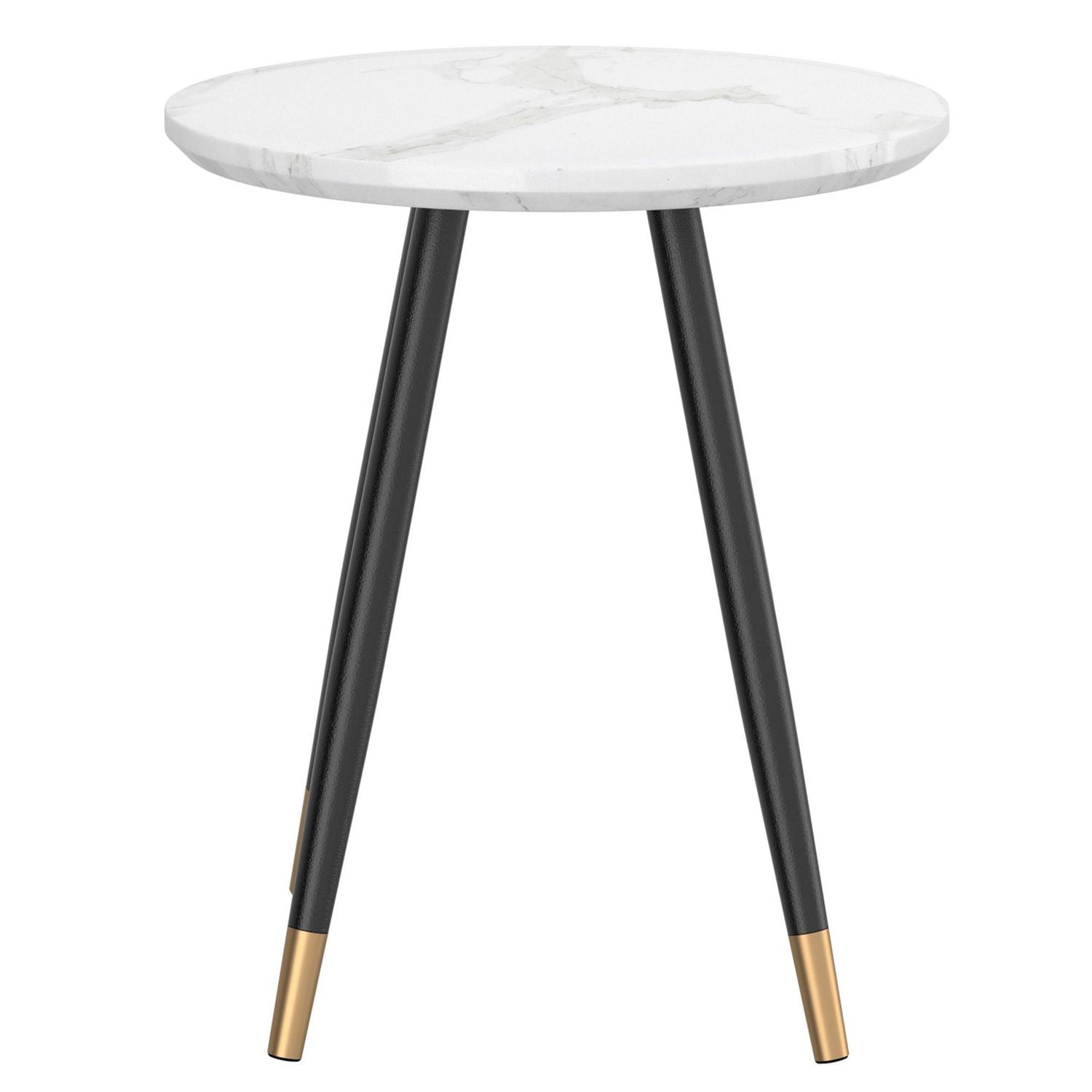 Contemporary Faux Marble Finish Round Accent Table
