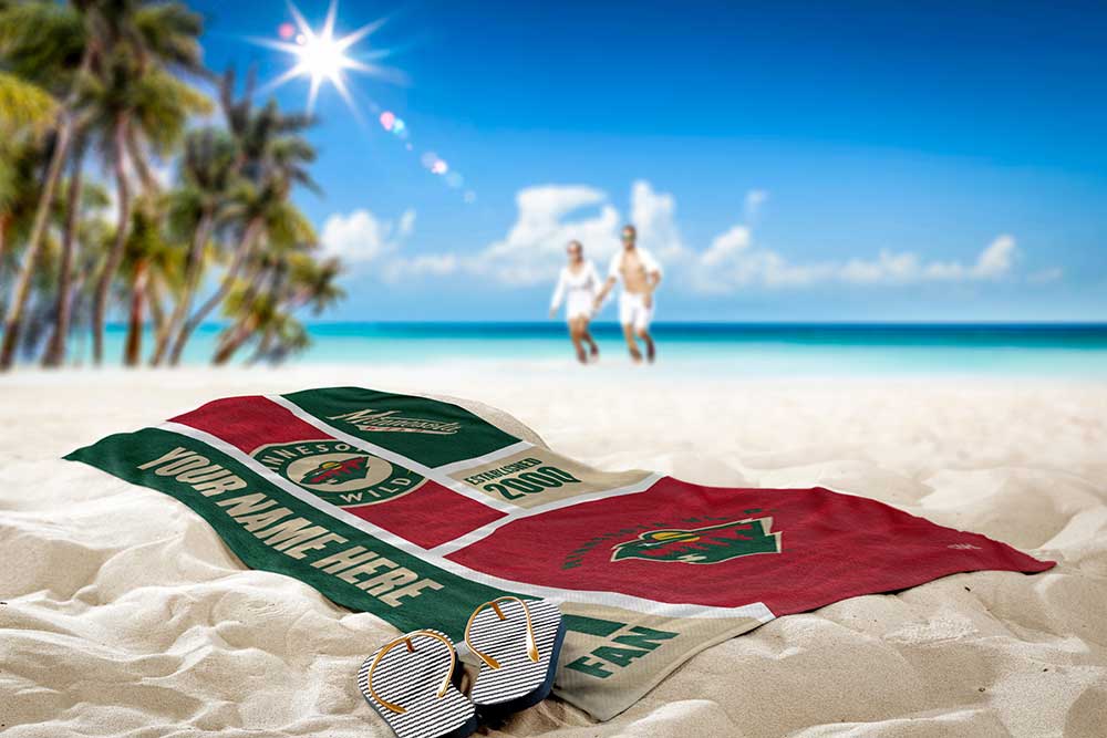 Minnesota Wild NHL Colorblock Personalized Beach Towel, 30" x 60"
