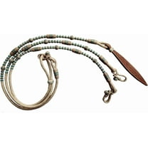 Hand-Braided Turquoise Rawhide Romal Reins – 8.5 Ft Rein with 52" Romel, Premium Natural Leather Horse Tack